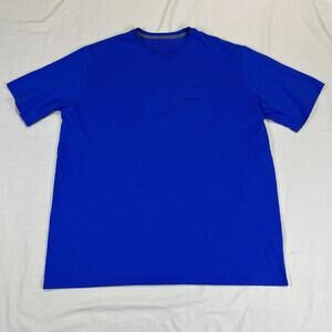 Patagonia Men’s T Shirt XL Chest Pocket Blue Blue Logo Back Print Cotton Blend
